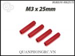 M3 Standoff Red Knurled Aluminum 25mm (4pcs/set)