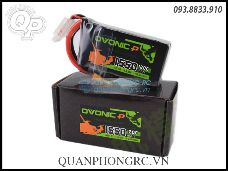 4s Battery OVONIC 4S 1550mAh 100C Lipo Battery - XT60 Connector For FPV Racing Drones (14.8V) Ovonic 4s Lipo Battery