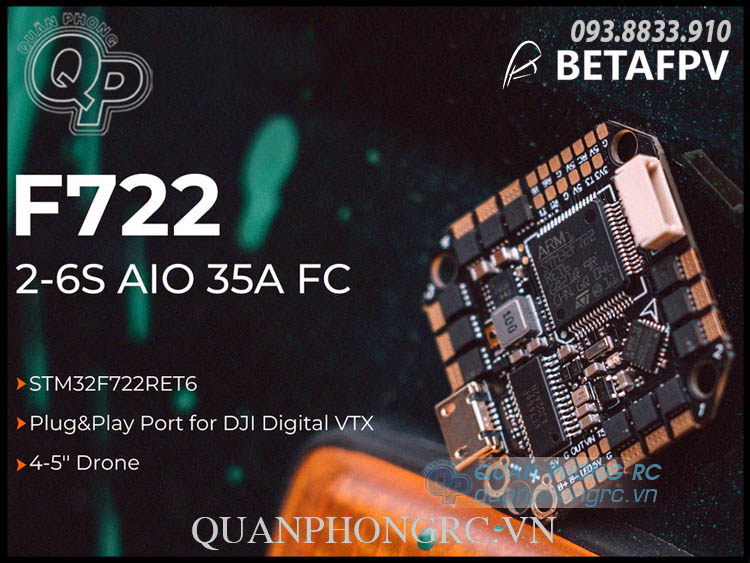 BETAFPV Toothpick F722 2 6S AIO Brushless Flight Controller 35A