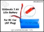 Pin 18650 1500mAh 2S 7.4V LiOn Battery For RC Cars Trucks (JST Plug)