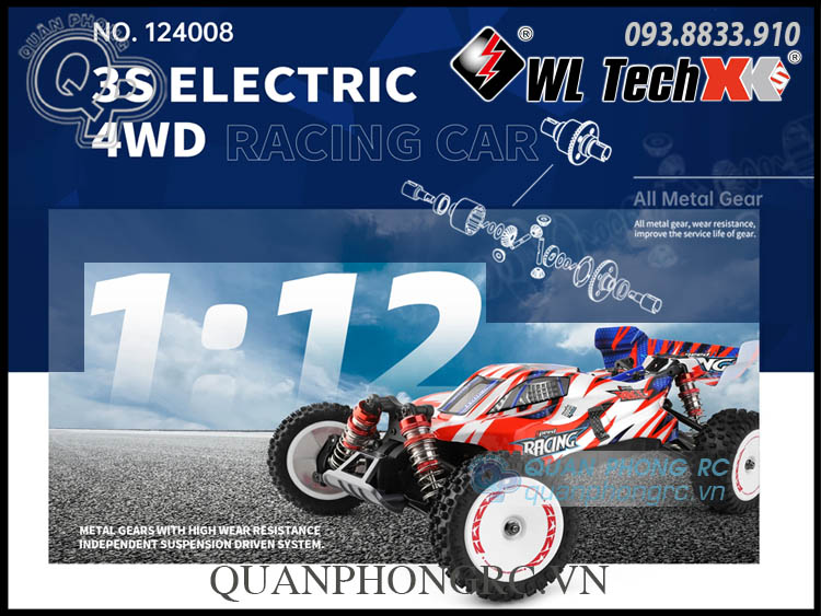 WLtoys 124008 1/12 2.4G 4WD Brushless High Speed Racing RC
