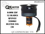 QX-MOTOR Ducted Fan 64mm 12 Blades QF2822 3300KV EDF 64mm Brushless Motor 2222 (3-4S) CW