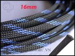 Black-Blue Expanding Braided Cable Wire Sheathing Sleeve - Dây Lưới Bọc Nguồn Đen-Xanh 16mm (1 Mét)